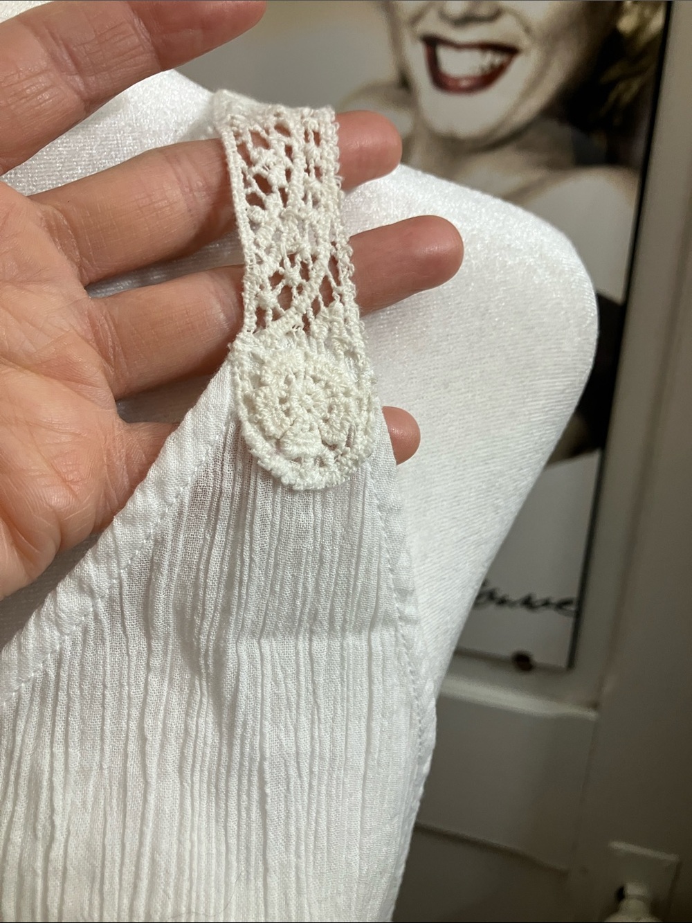 freebird White Lace-Trim Button-Front Camisole - Picture 3 of 6